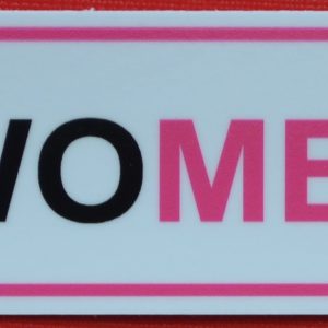 A pink and black rectangle sticker reminding people to Treat Women Right.